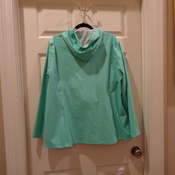 Free Country rain jacket in light green NWOT packable, incl carry pouch, hooded - Picture 2 of 4